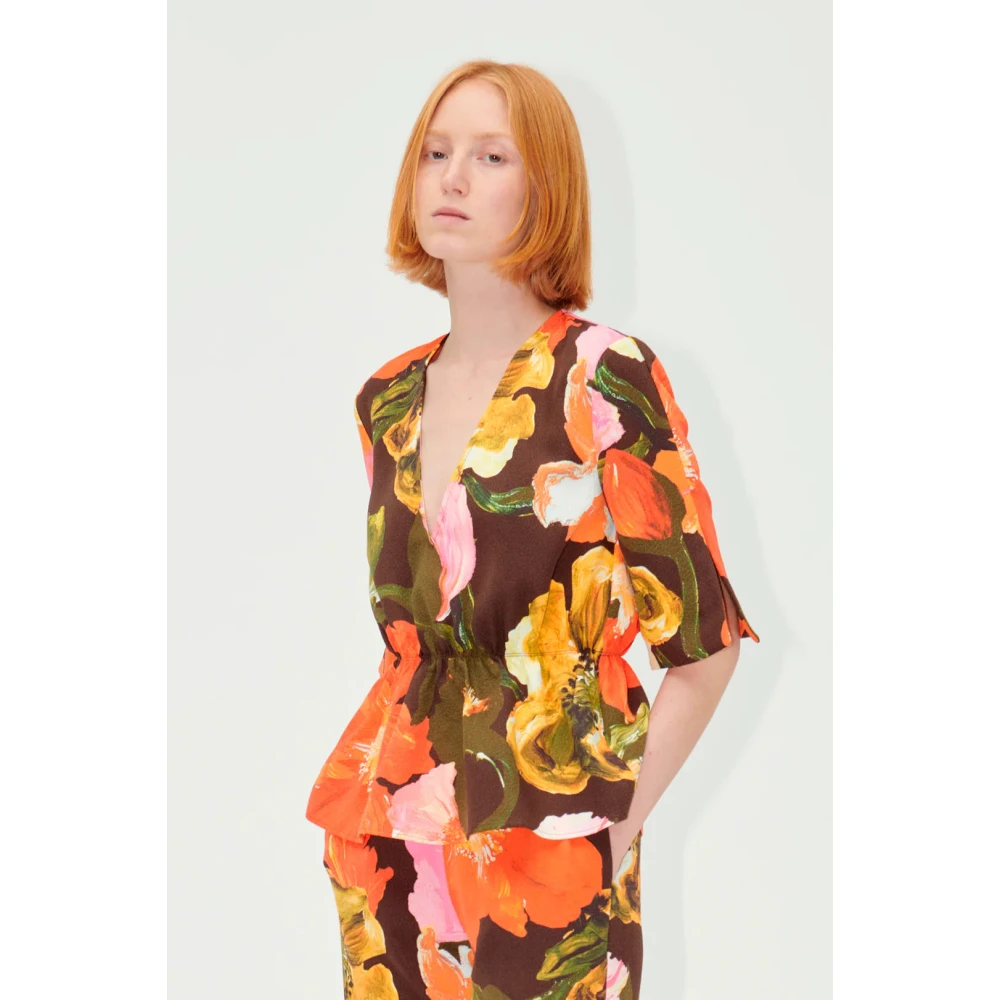 Stine Goya Bloemen Peplum Top met V-halslijn Multicolor Dames