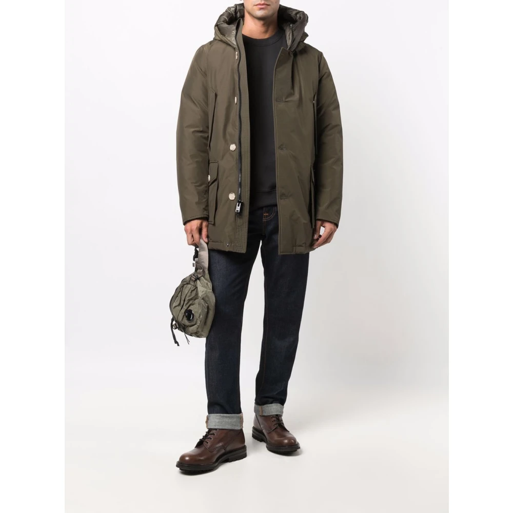Woolrich Groene Gewatteerde Hoodiejas Green Heren