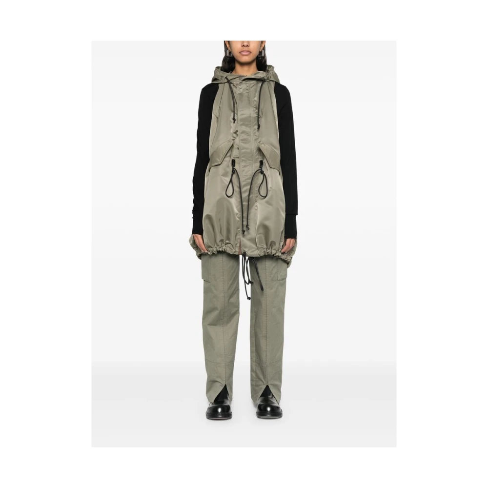 Sacai Khaki Utility Jack met Trekkoord Taille Green Dames