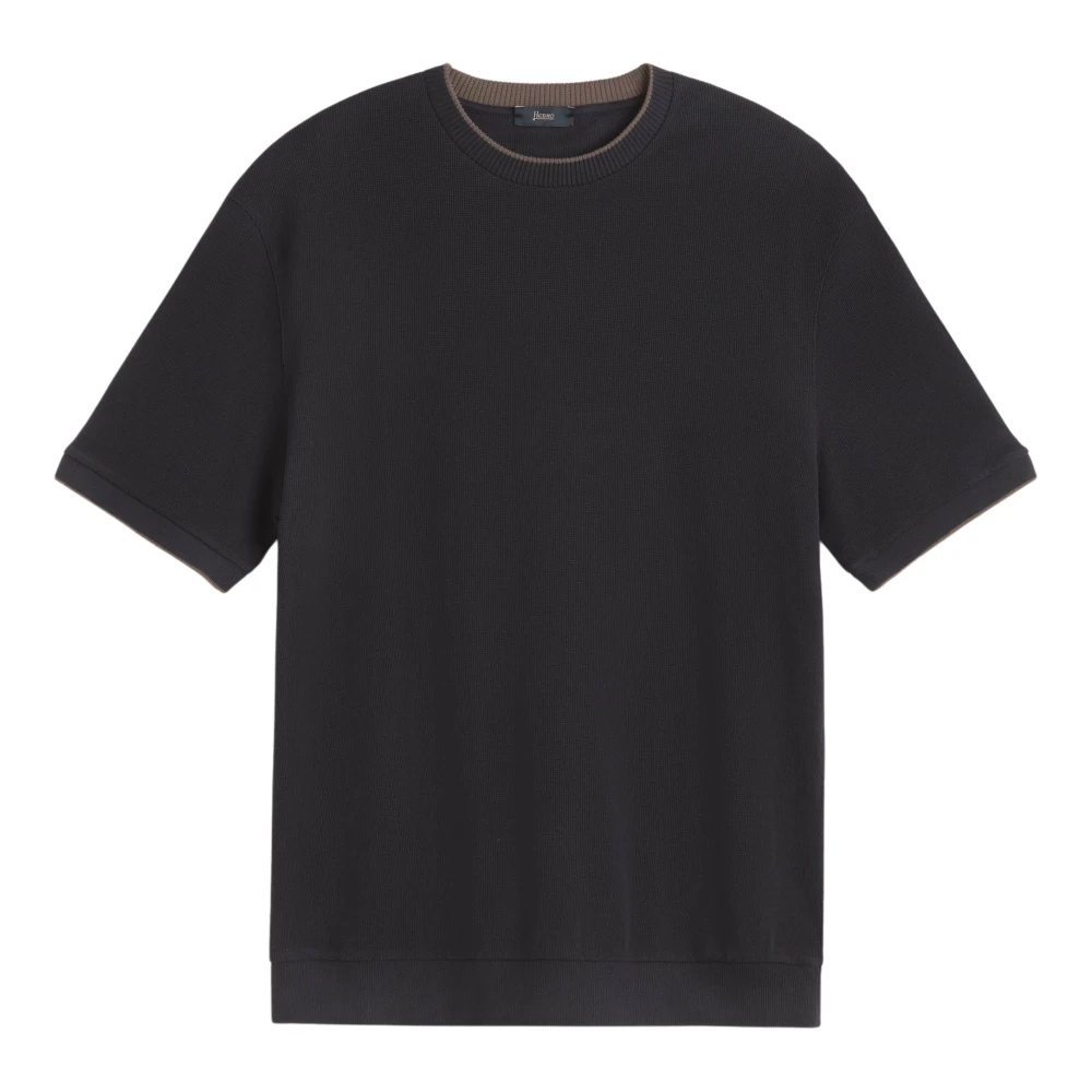Herno T-shirt met Korte Mouwen en Metalen Logo Black Heren