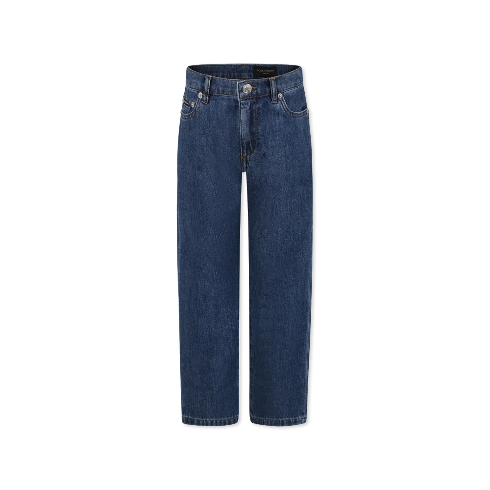 Dolce & Gabbana Denim Jeans med Logo Patch Blue, Unisex