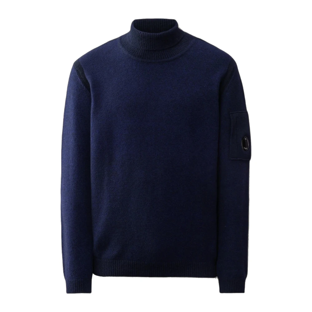 C.P. Company Vanisé lamswollen trui met polyesterdetails Blue Heren