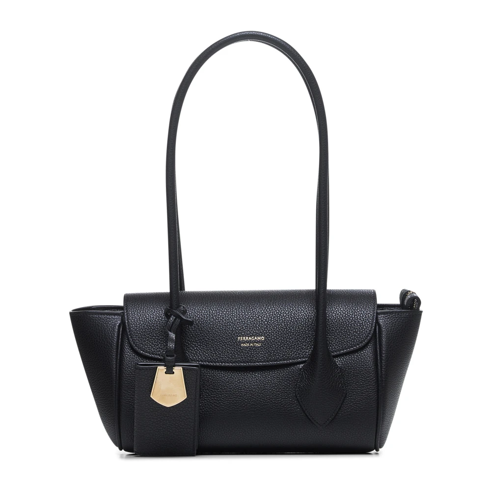 Salvatore Ferragamo Zwarte leren tas met handtekening Black Dames