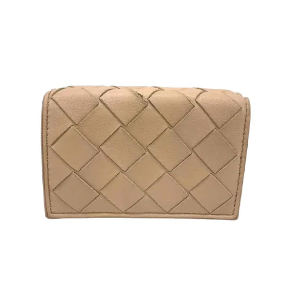 Bottega Veneta Vintage Pre-owned Leather wallets Beige Dames