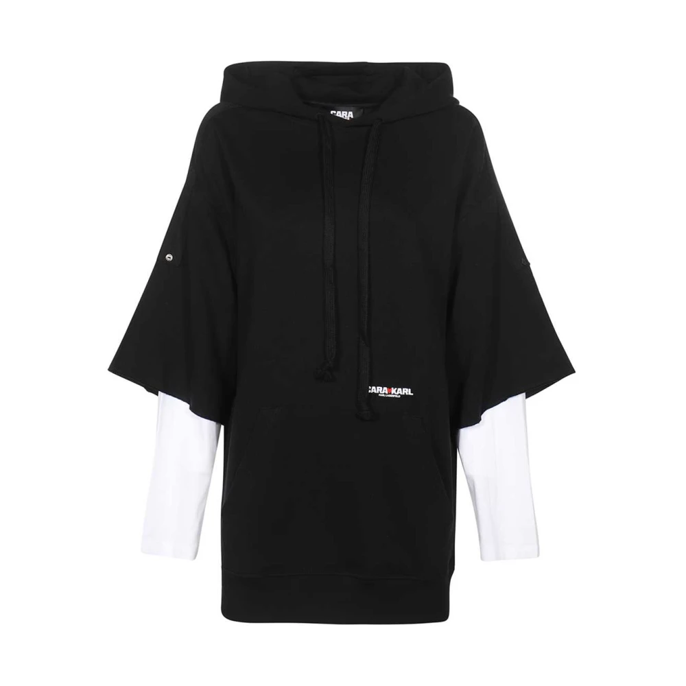 Karl Lagerfeld Geborduurde katoenen hoodie Black Dames