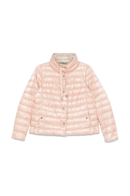 Rosa och Beige Vändbar Kort Dunjacka