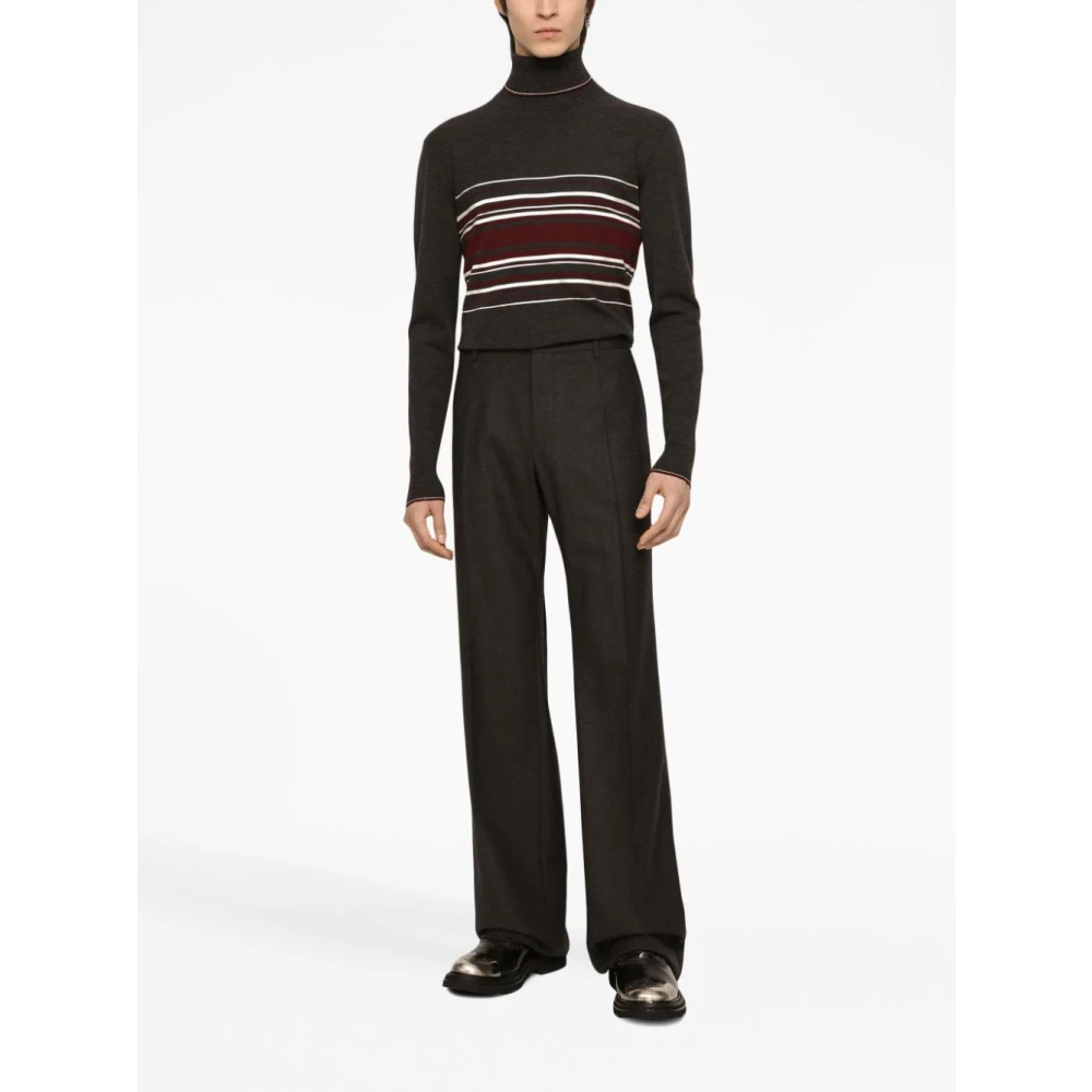 Dolce & Gabbana Grijze Coltrui met Gestreept Detail Gray Heren
