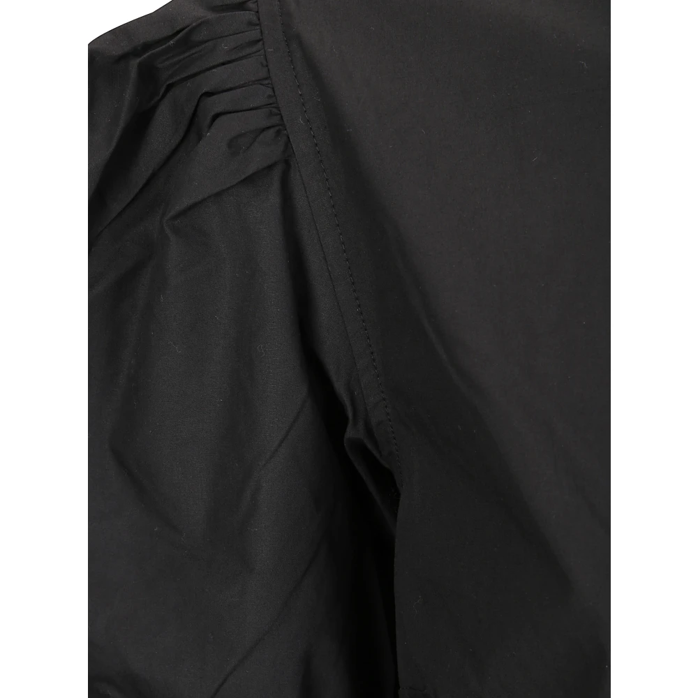 Ganni Poplin Tie String Mini Jurk Black Dames