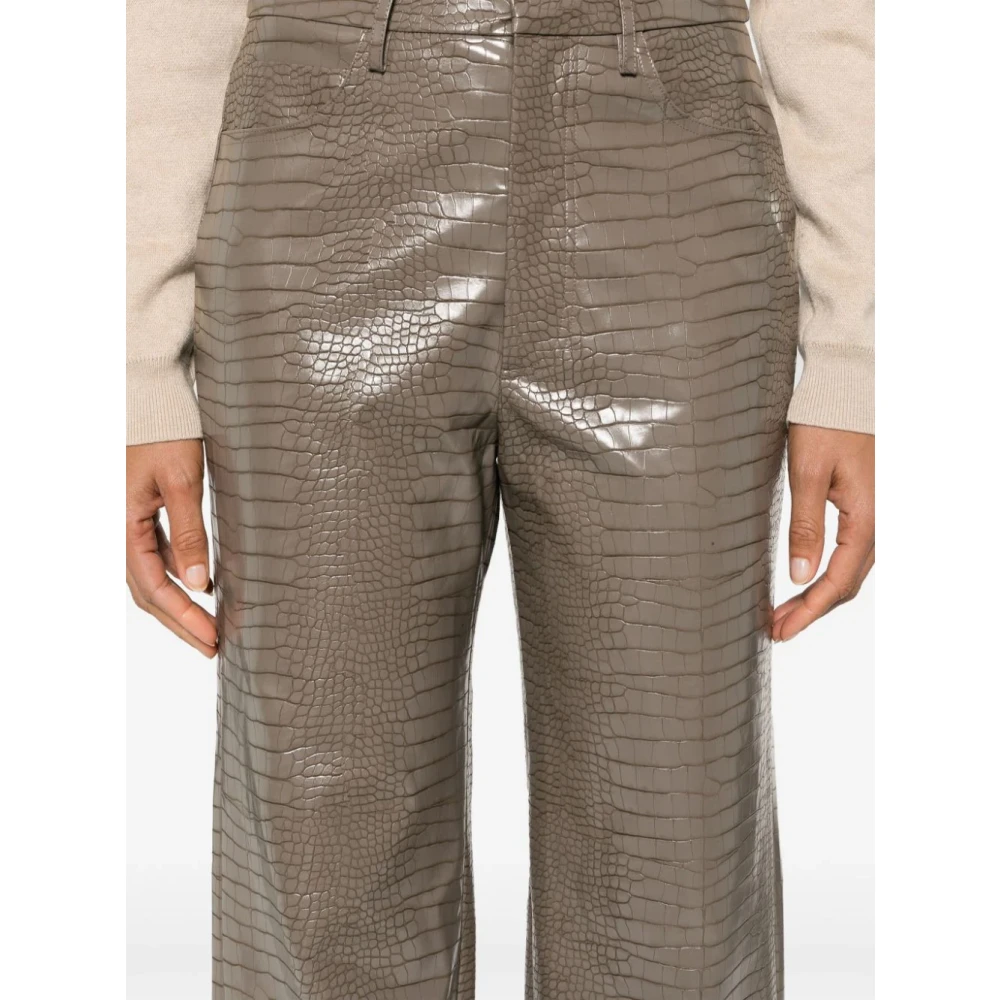 Rotate Birger Christensen High Waist Straight Leg Broek Brown Dames