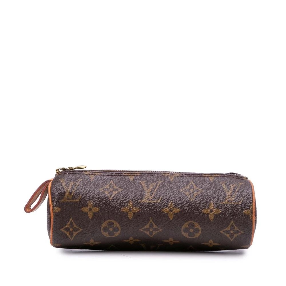 Louis Vuitton Vintage Women's Brown Pre-Owned Cylindrical Cosmetic Pouch With Top Zip Closure