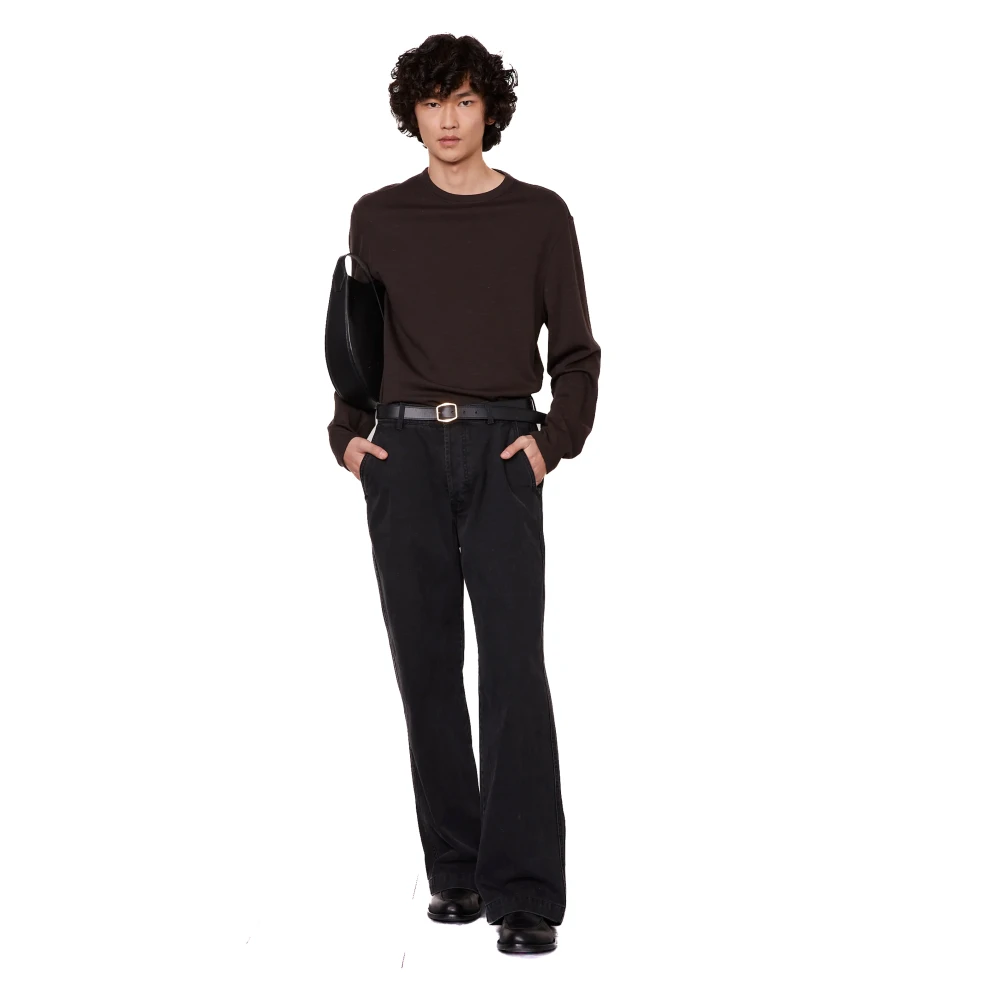 Officine Générale Bruine Longsleeve Ronde hals T-shirt Brown Heren