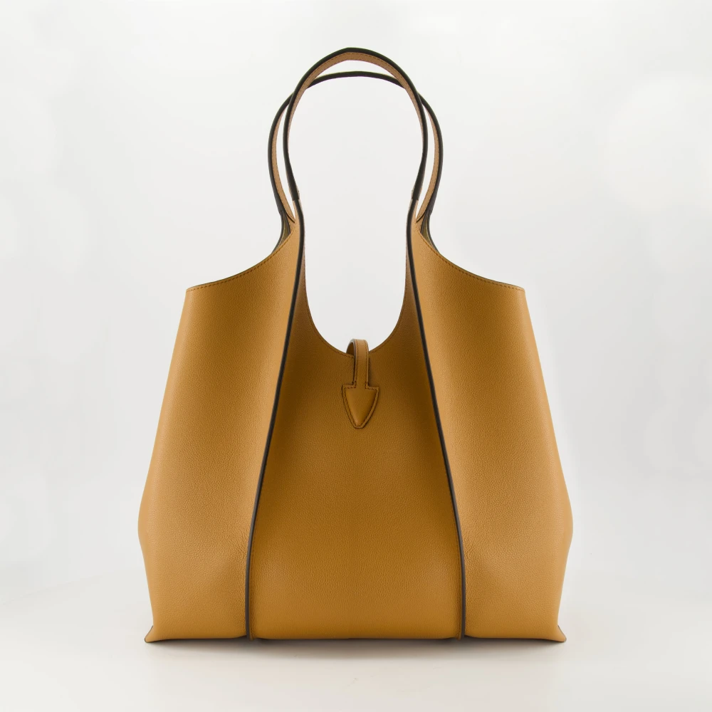 TOD'S Bruin lederen T Timeless Tote Tas Brown Dames