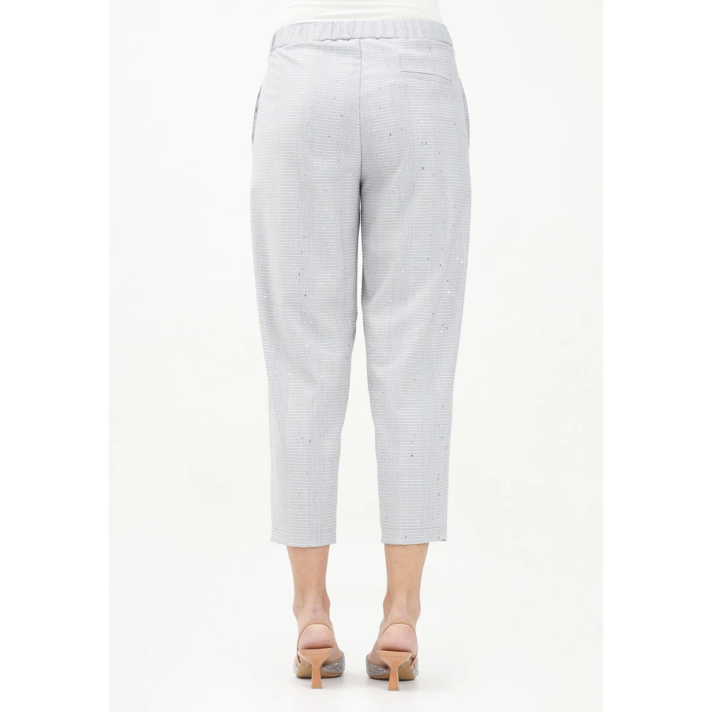 ViCOLO Grijze sigarettenbroek met pied-de-poule print White Dames