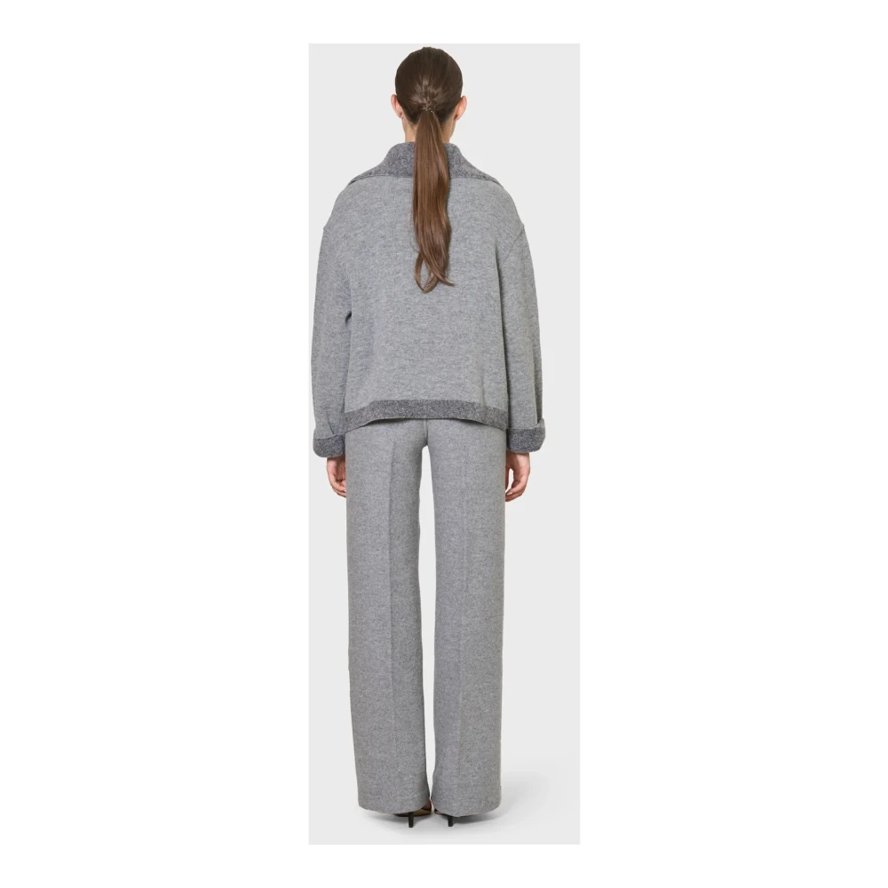 Windsor Oversized Gebreide Shearling Jas Gray Dames