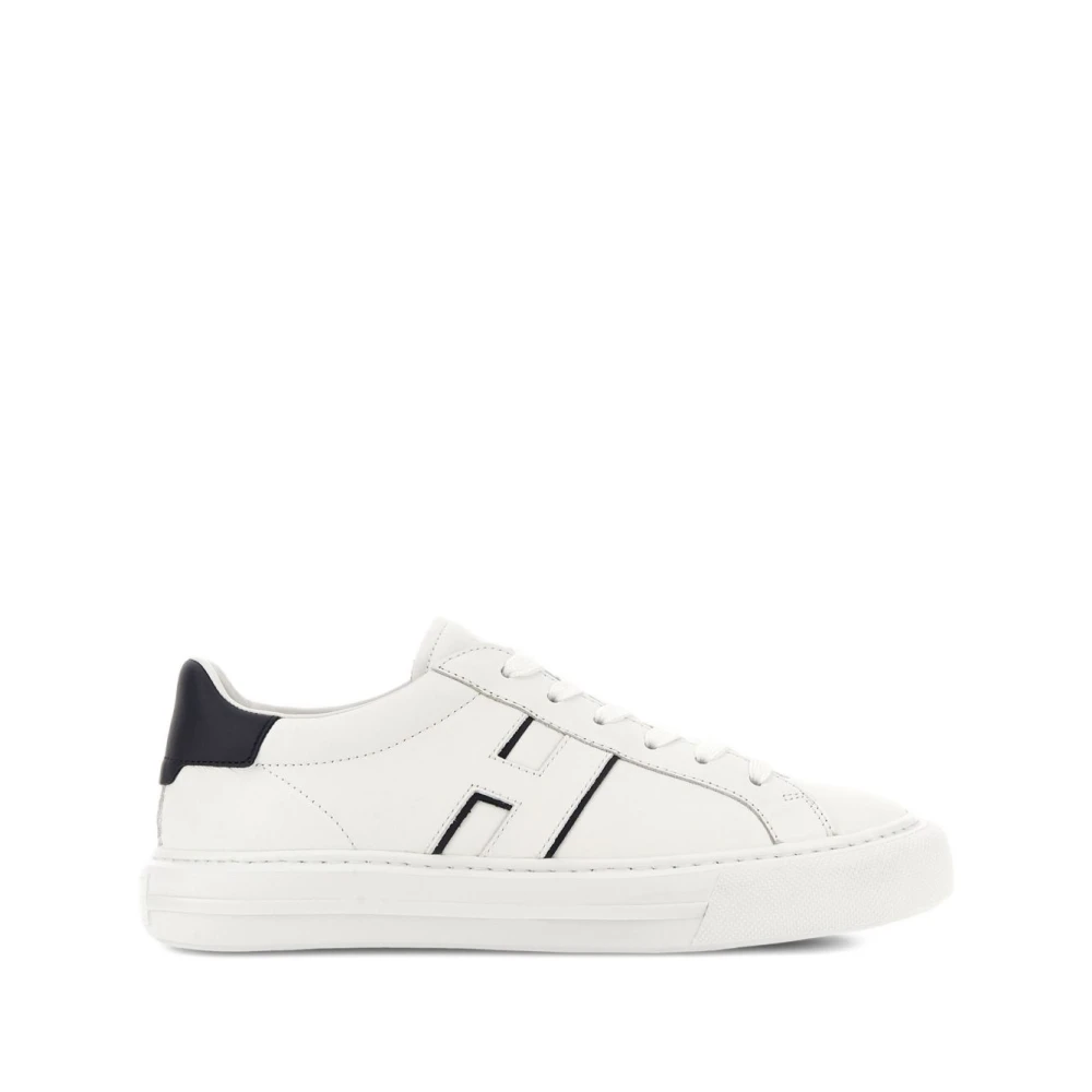 Hogan Witte Logo Sneakers Platte Rubberen Zool Heren Schoenen