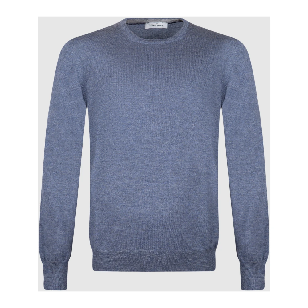 Gran Sasso Blauwe Crew Neck Wollen Trui Blue Heren