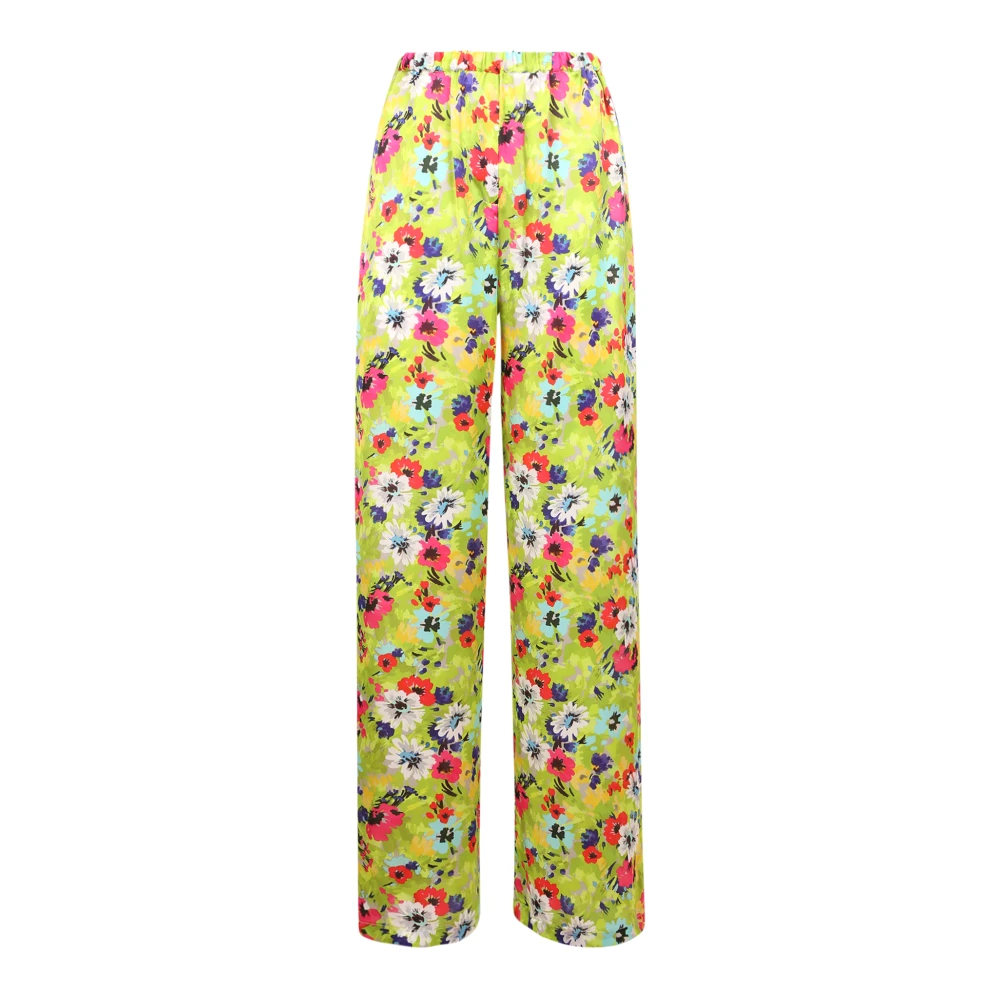 Msgm Women's Multicolor Wide Trousers, Xs, Floral Wide Leg Trousers