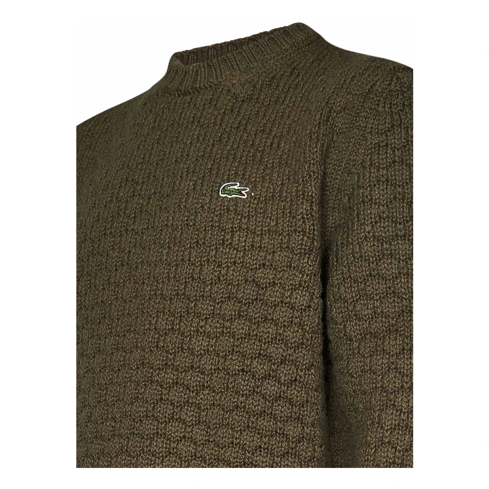 Lacoste Groene Wol Bal Motief Trui Green Heren
