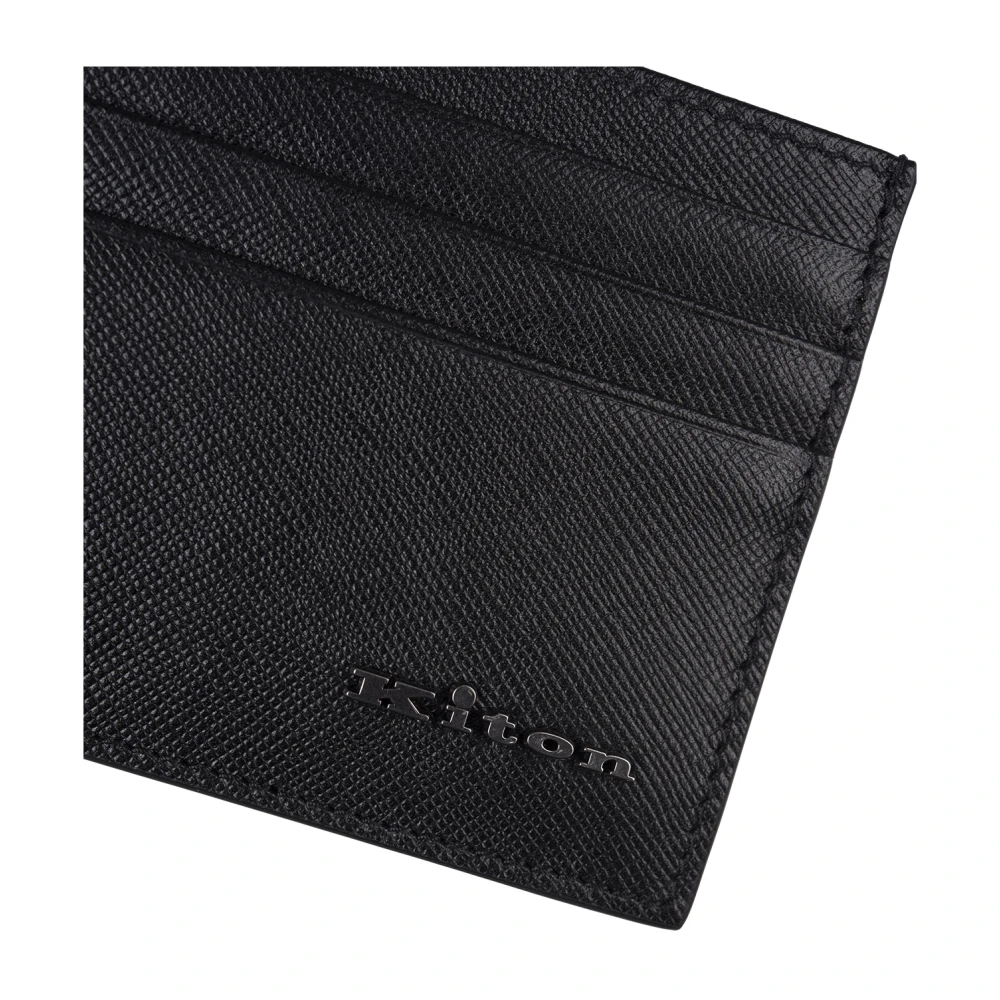 Kiton Zwarte Leren Schoudertas Black Heren