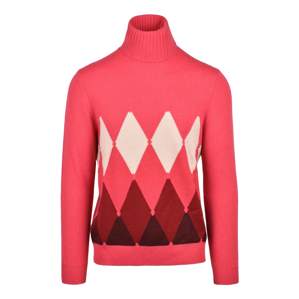 Ballantyne Men's Pink Cashmere High Neck Pullover Jumper - Cashmere Knitwear - M - Knitwear