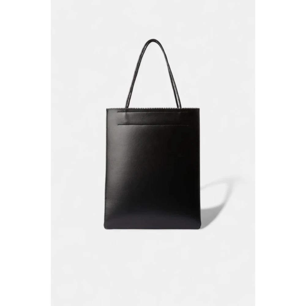 Msgm Grote Leren Winkel Tas Black Dames