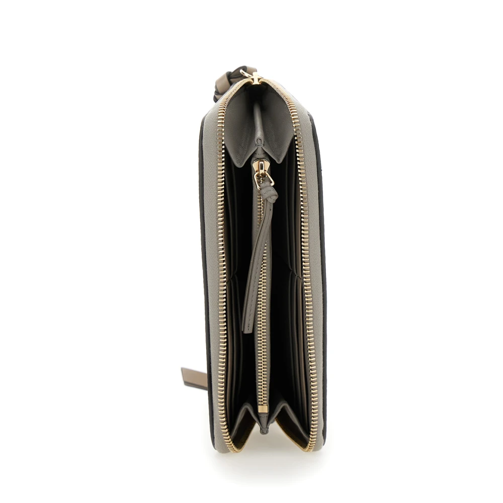 Chloé Grijze Alfabet Logo Charme Leren Portemonnee Gray Dames