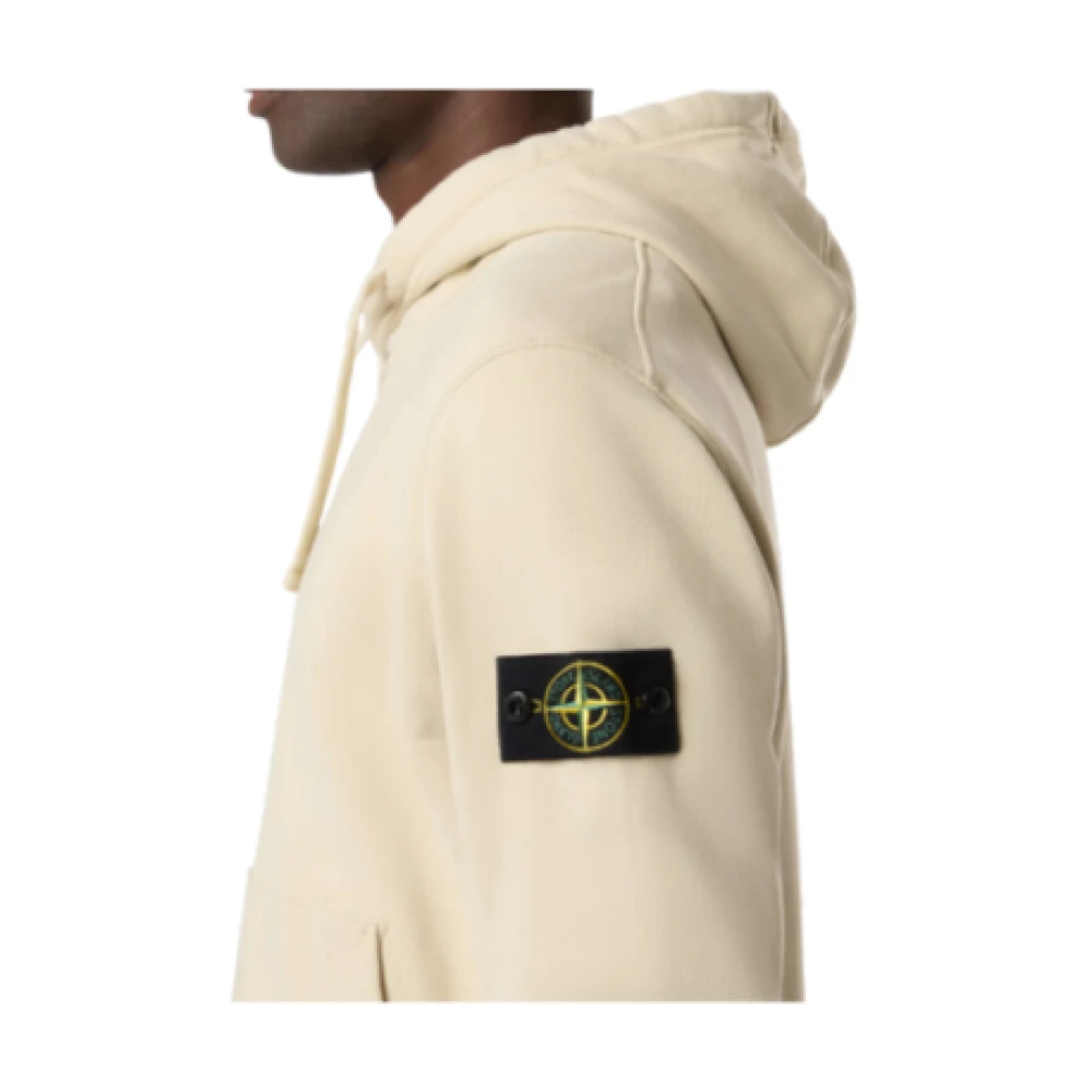 Stone Island Capuchonkatoenen sweatshirt met voorzak Beige Heren