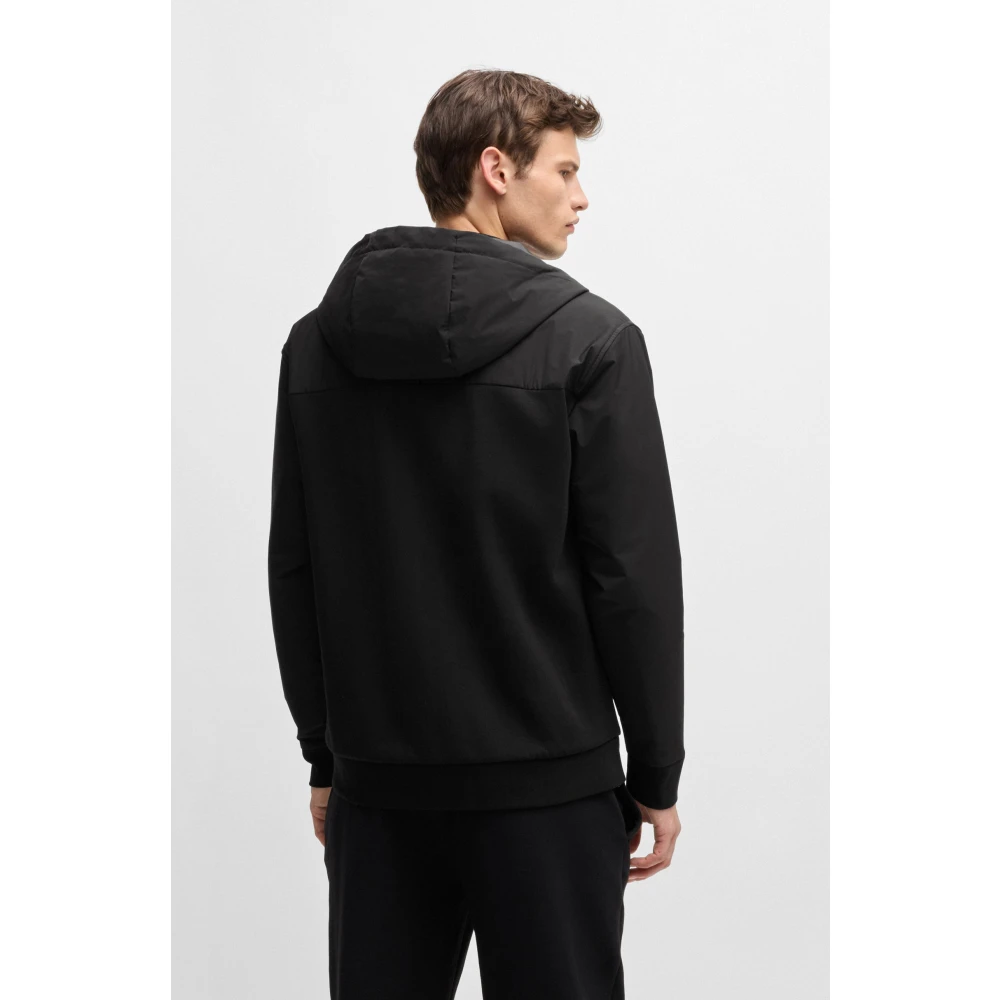Hugo Boss Zwarte Oversized Hoodie met Dubbele Rits Black Heren
