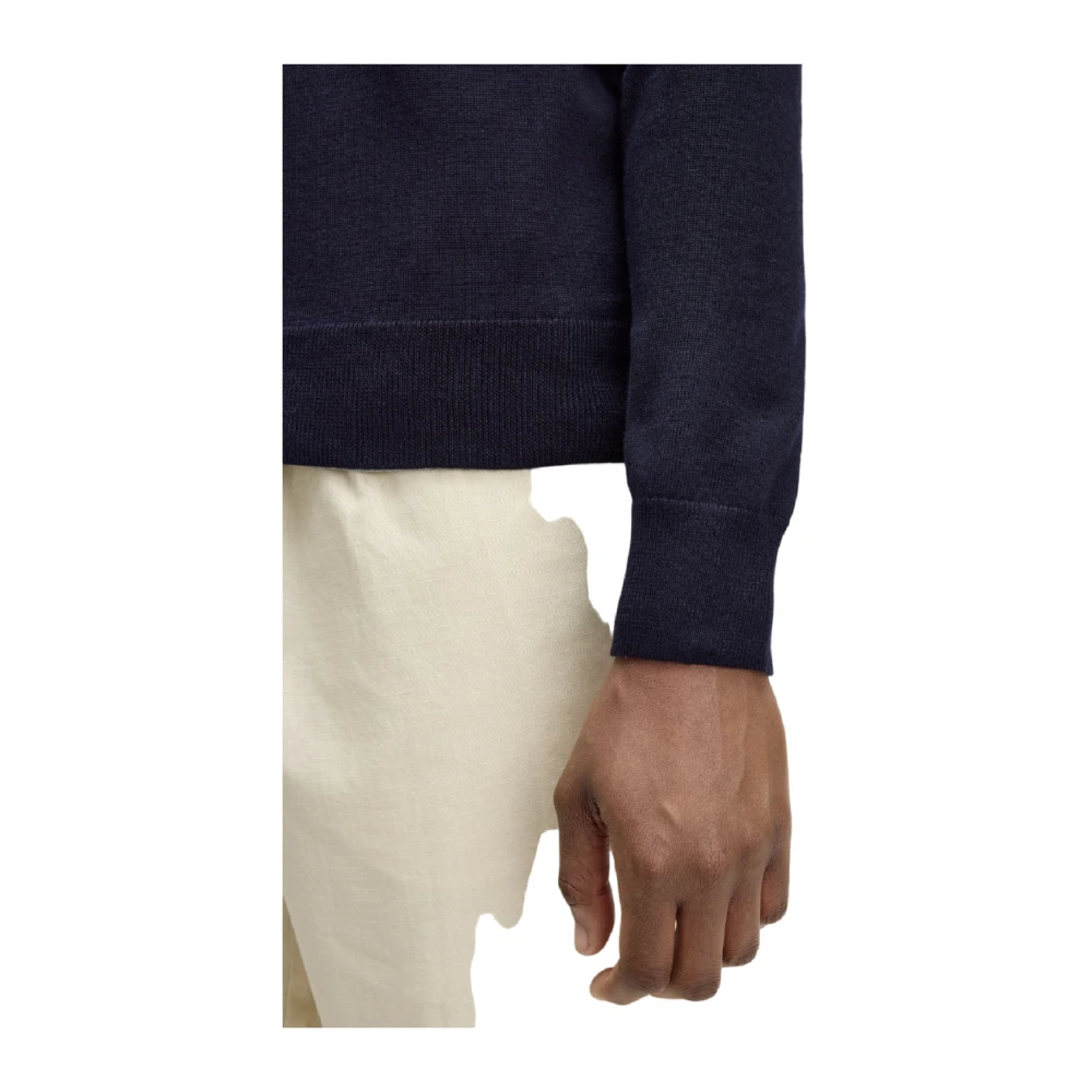 Fred Perry Blauwe Merino V-Hals Trui Blue Heren