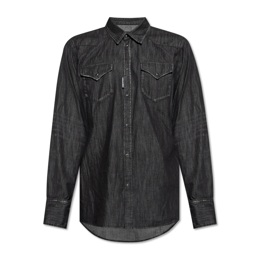 Dsquared2 Men's Black Denim Shirts, M, Denim Shirt