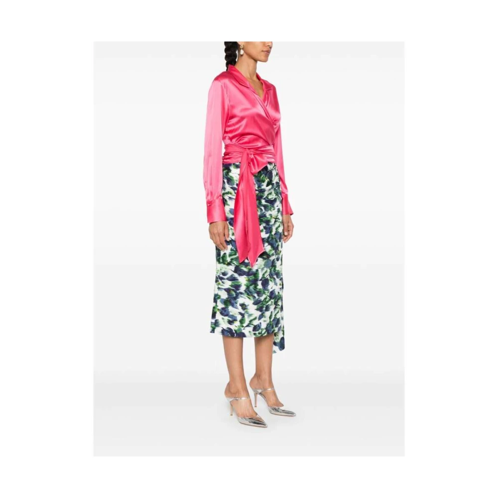 Mazzarelli Zijde Blend Wrap Shirt Pink Dames