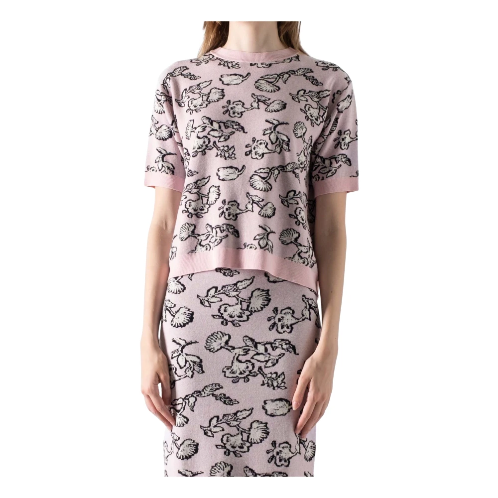 Max Mara Weekend Bloemen Gebreide Trui Pink Dames