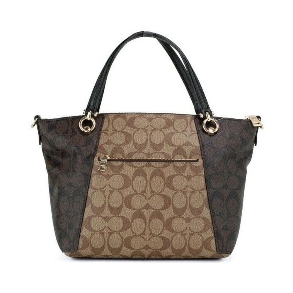 Coach Signature Canvas Top Zip Crossbody Tas Brown Dames