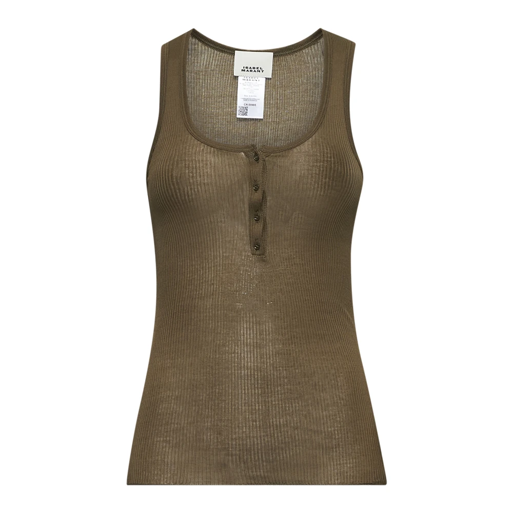 Isabel Marant Grön Ribbad Racerback Linne Green, Dam