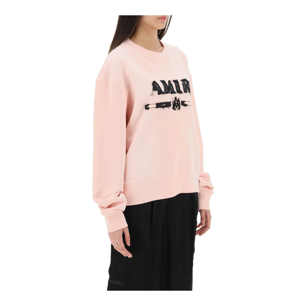 Amiri Logo Sweatshirt met Verweerde Details Pink Dames