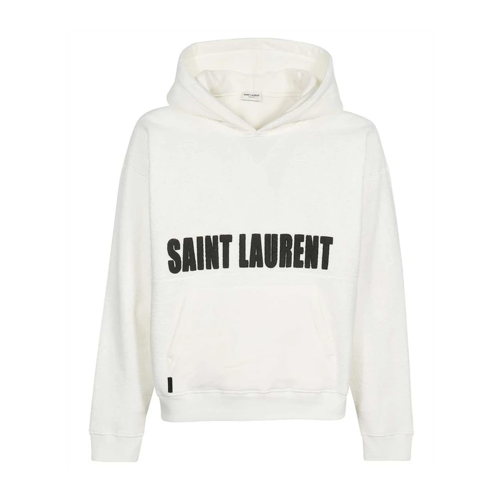 Saint Laurent Hoodie met geborduurd logo White Heren