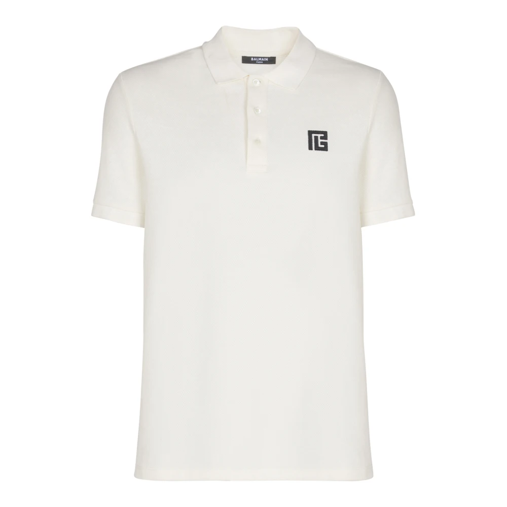 Balmain White Embroidered Cotton Polo - Male - Polo Shirts - L - Tops