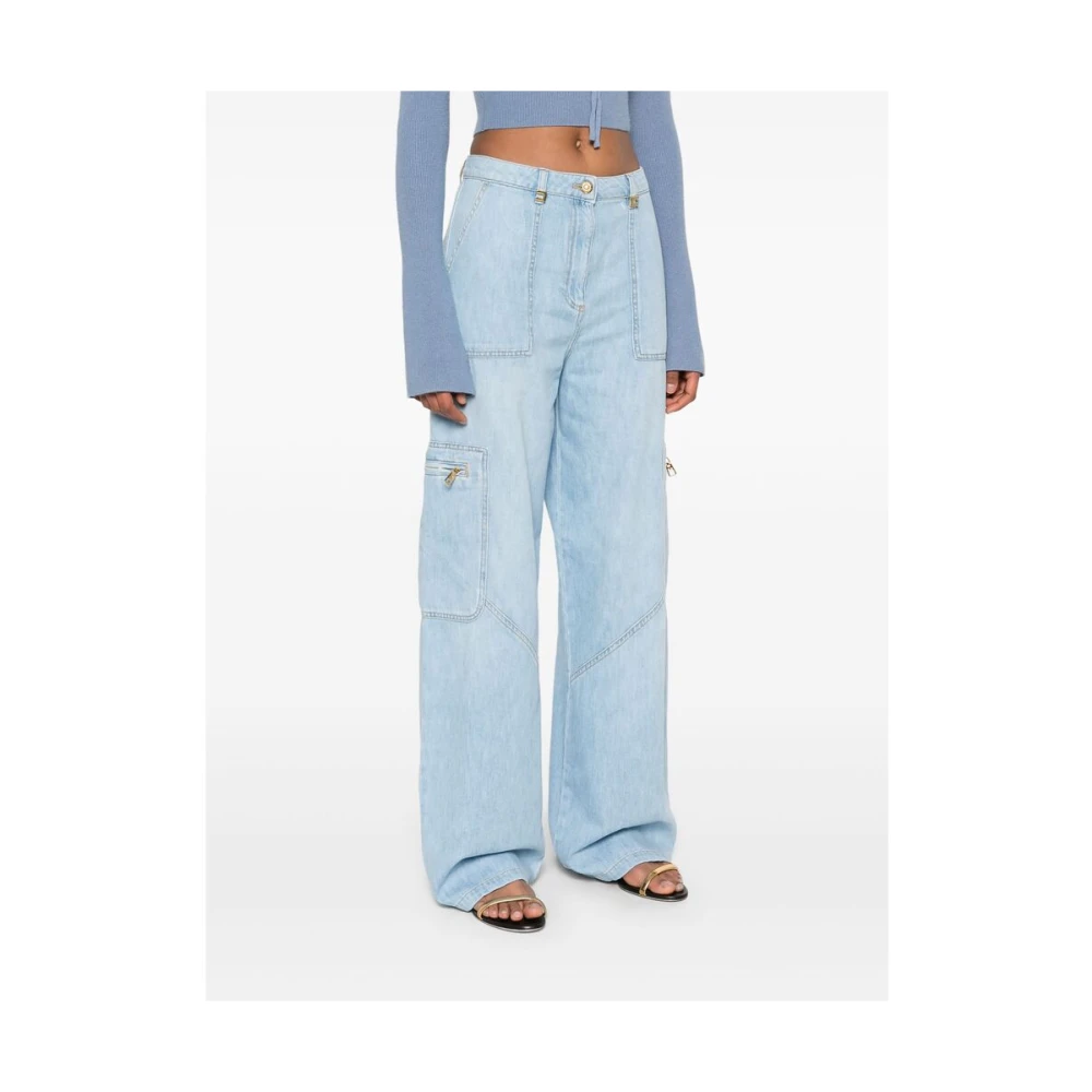 Elisabetta Franchi Lichtblauwe Denim Jeans met Zakken Blue Dames