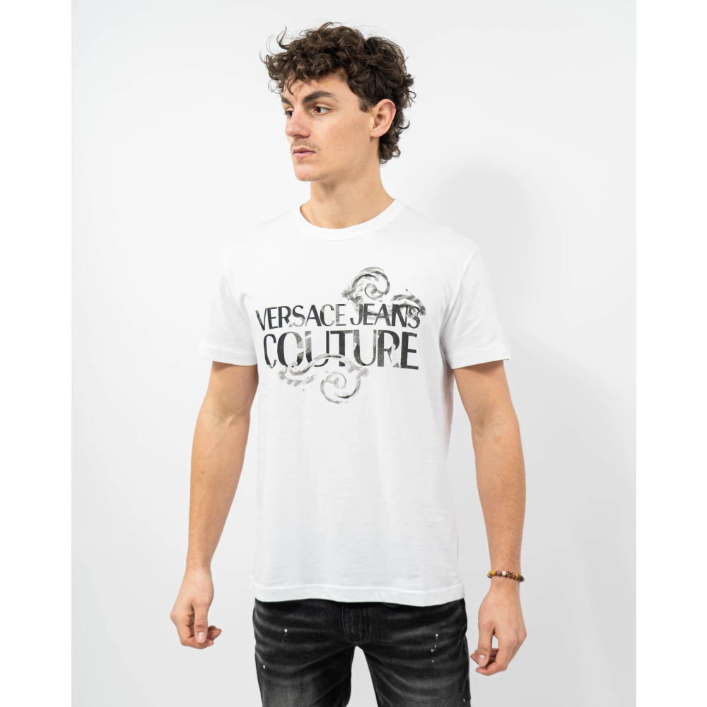 Versace Jeans Couture Grafisch Bedrukt T-Shirt White Heren
