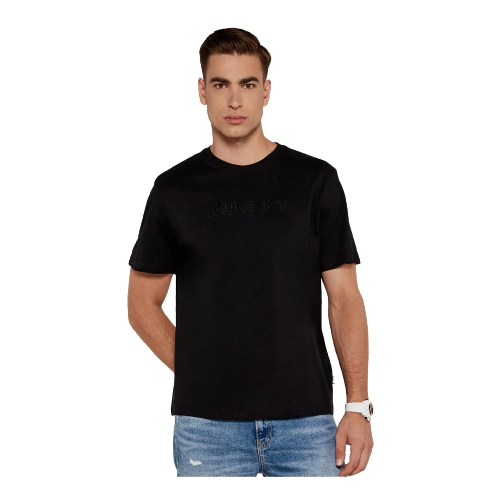 Guess Zwarte Katoenen T-shirt Korte Mouw Black Heren