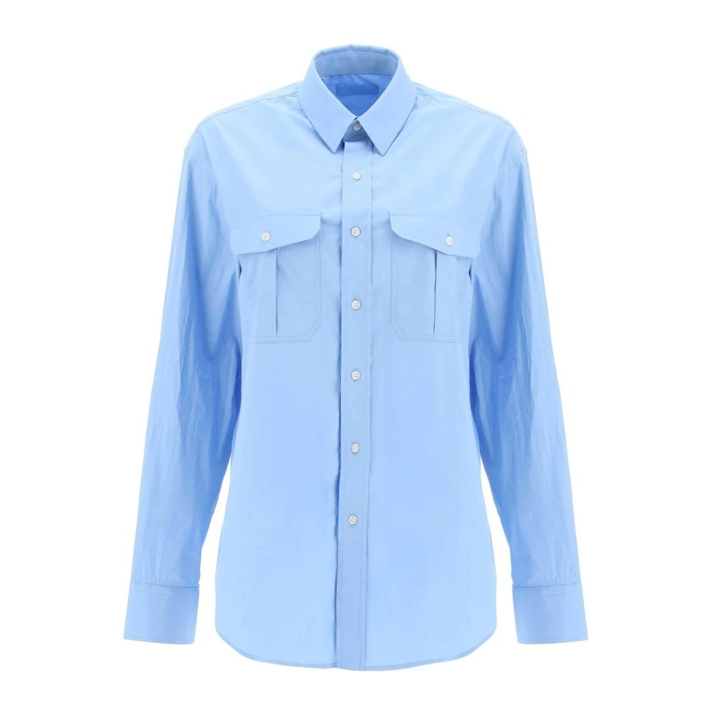 Wardrobe.nyc Oversized Katoenen Poplin Shirt Blue Dames