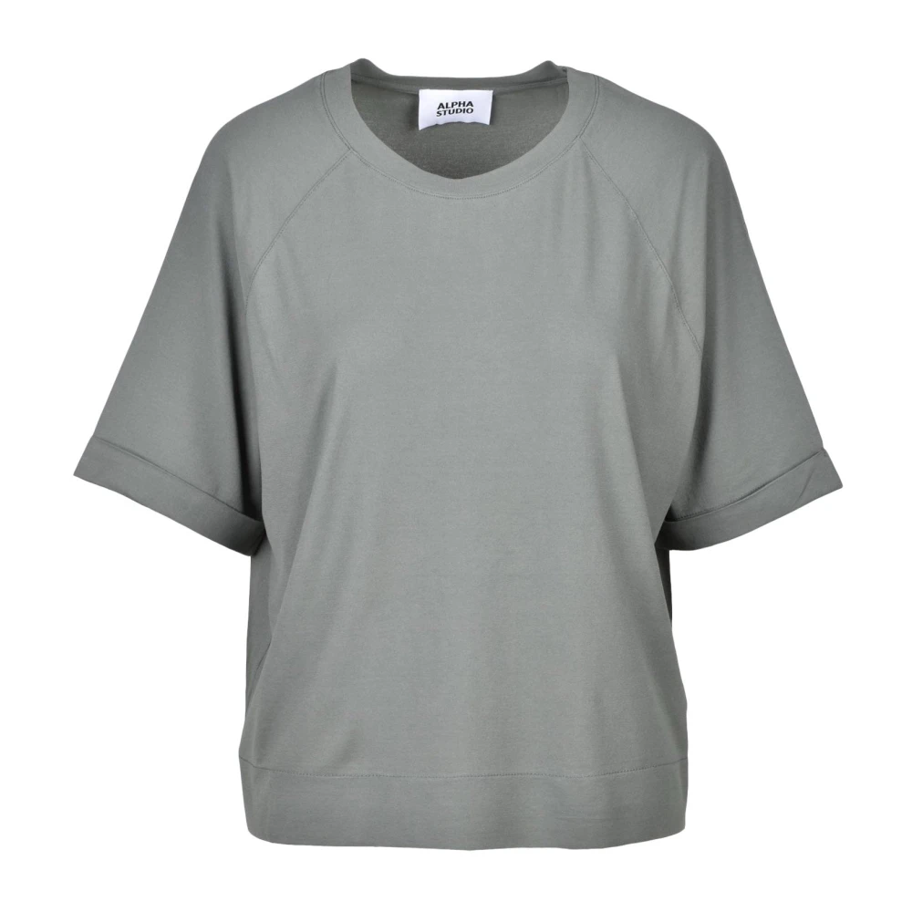Alpha Studio Katoen Elastaan T-shirt Gray Dames