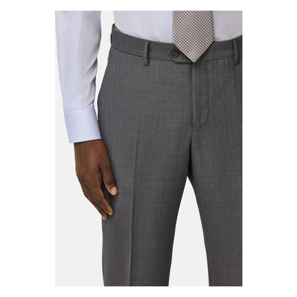 Boggi Milano Pinstripe Pure Wool Pak Gray Heren