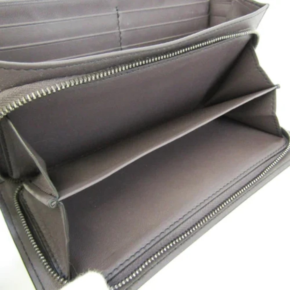 Bottega Veneta Vintage Tweedehands Bruin Leren Bottega Veneta Portemonnee Brown Dames