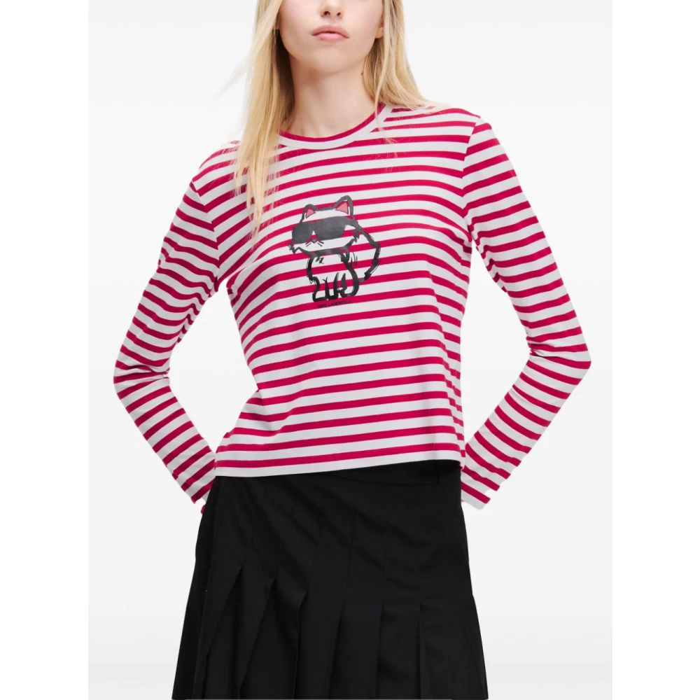 Karl Lagerfeld TOP ML WIT Rood Strepen Multicolor Dames
