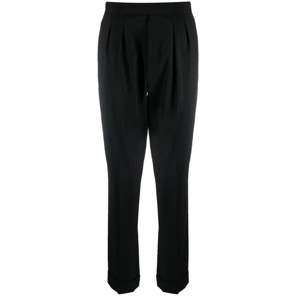Ralph Lauren Women's Black Slim-Fit Trousers, L, Seina Pleated Trousers