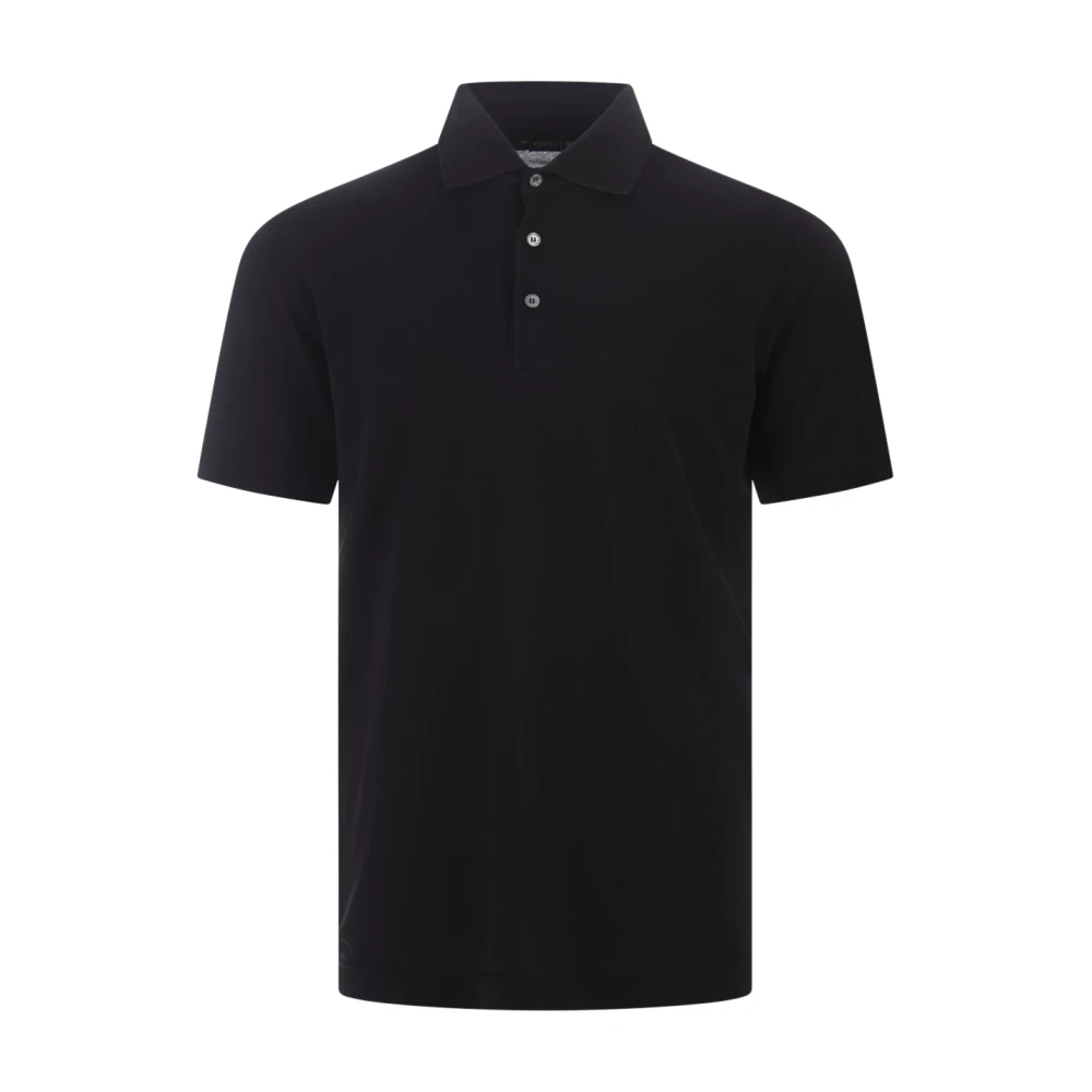 Fedeli Zwarte Polo Shirt Korte Mouw Black Heren