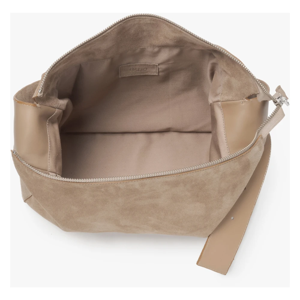 Estro Dames Zand Beige Schoudertas gemaakt van Premium Italiaans Leer Beige Dames