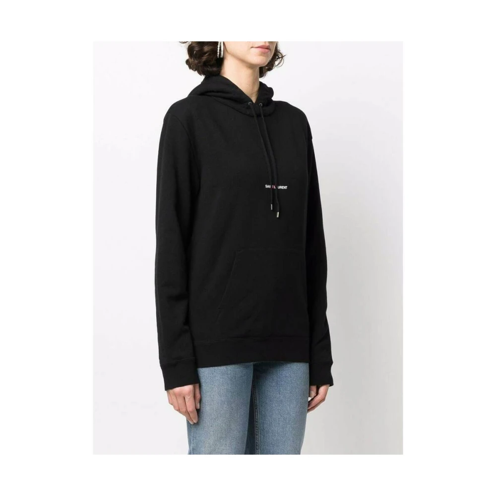 Saint Laurent Zwarte Rive Gauche Hoodie met Logo Black Dames