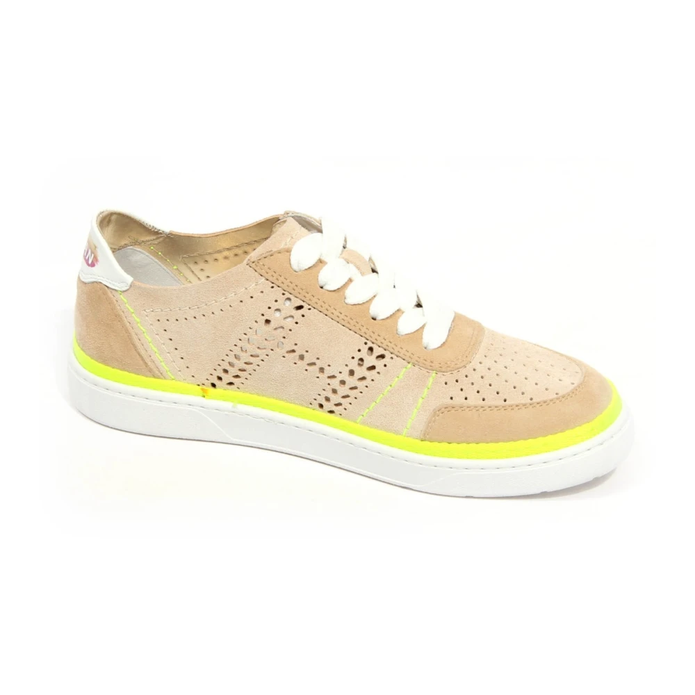 Hogan Women's Beige Sneakers, 3 Uk, Perforated Suede Shoes